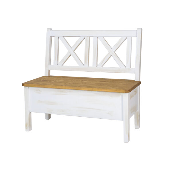 Biała ławka do ganku w stylu prowansalskim