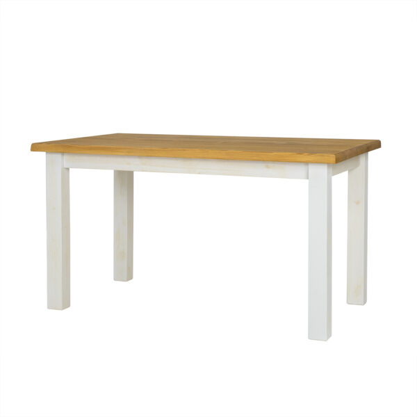 Biały stół z litego drewna do jadalni