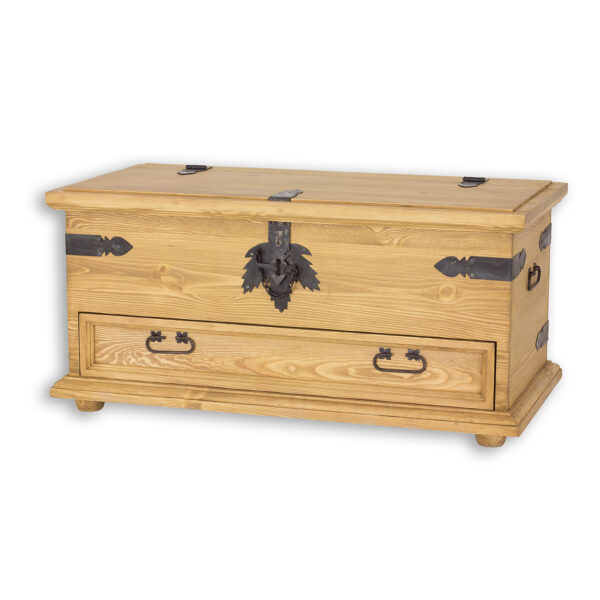 Kufer drewniany z szufladą