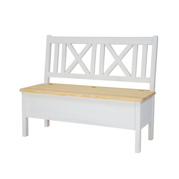 Drewniana ławka w kolorze białym do przedpokoju