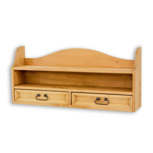 półka drewniana z szufladkami i półkami