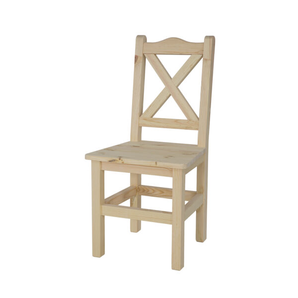 Sosnowe krzesło krzyżyk do stołu drewnianego
