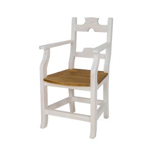 Drewniany biały fotel do biurka sosnowego