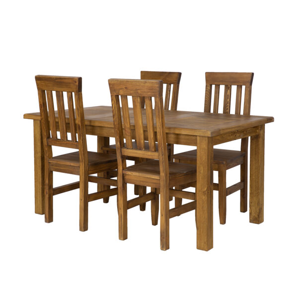 4-osobowy zestaw krzeseł i stoły drewaniane