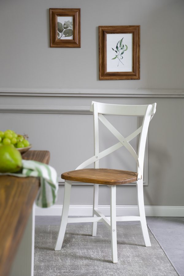 Białe krzesło krzyżyk, kuchenne do stołu
