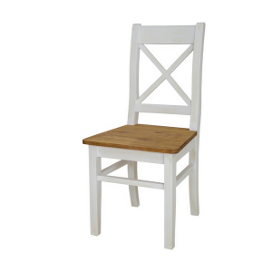 Białe krzesło krzyżykowe do kuchni