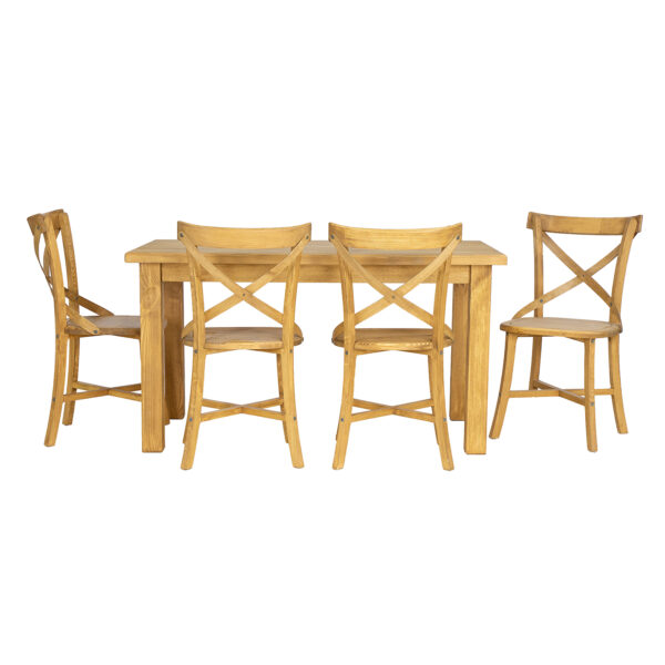 Drewniany zestaw krzeseł i stół rustykalny
