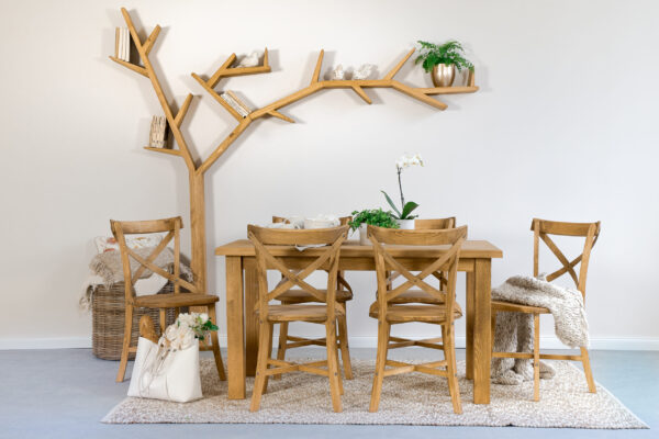 Rustykalny zestaw stół z 6 krzesłami do salonu